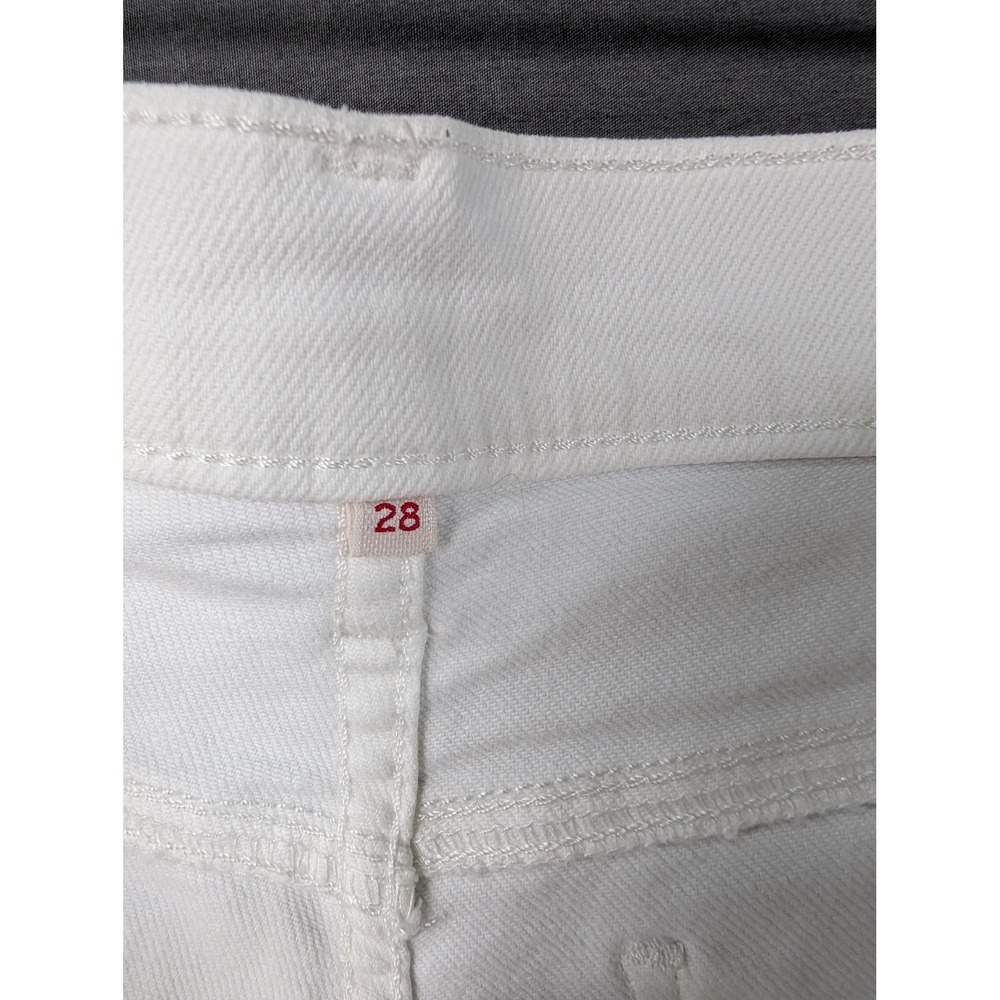 Levi's 501 Original Shorts White Denim Cuffed Mid Rise Size 28 - Picture 3 of 8
